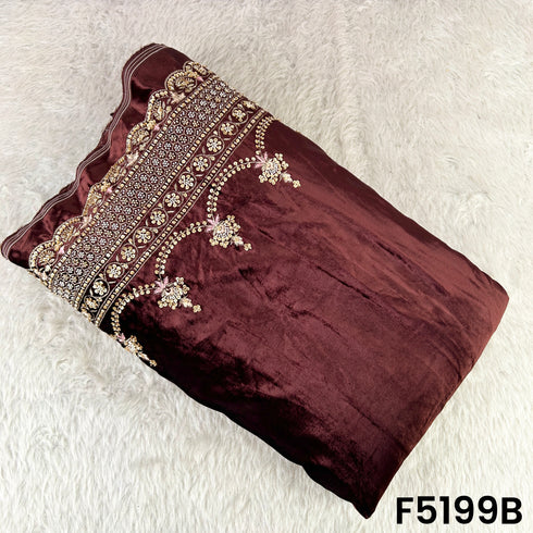 Cut Dana Thread Sequins Work Velvet Fabric-F5199